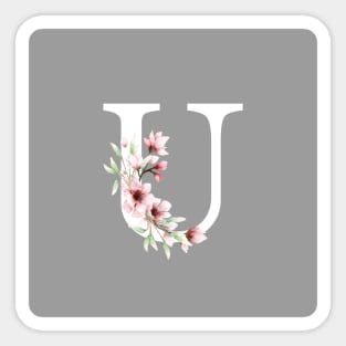 Letter U Monogram With Cherry Blossoms Sticker